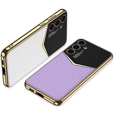 SKALO Samsung S25+ GKK PU-Läder Guldkant Skal - Svart