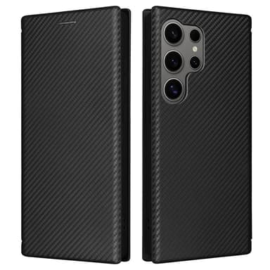 SKALO Samsung S25 Ultra Carbon Fiber Plånboksfodral - Svart