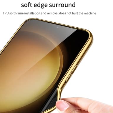 SKALO Samsung S25+ GKK PU-Läder Guldkant Skal - Svart