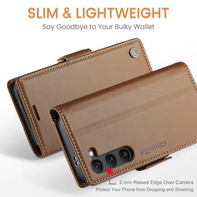 CaseMe Samsung S25 023 Series PU-Läder Plånboksfodral - Brun