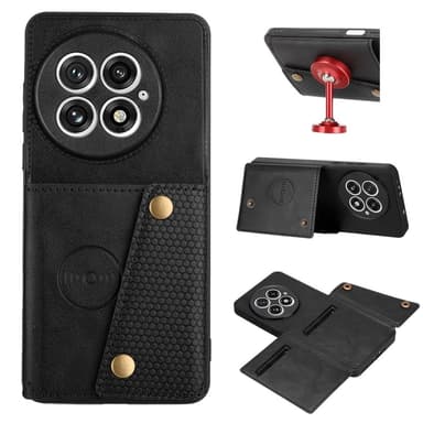 SKALO OnePlus 13 PU-Läder 2-Kortfack Skal - Svart