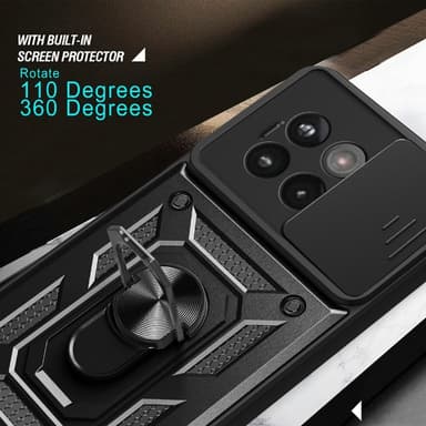 SKALO OnePlus 13R Armor Metallring Kameraslider Skal - Svart