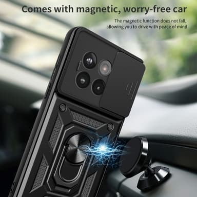 SKALO OnePlus 13R Armor Metallring Kameraslider Skal - Svart