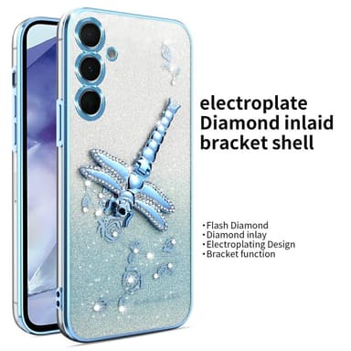 SKALO Samsung S25 KADEM Dragonfly Glitter Skal - Blå