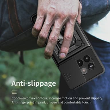 SKALO OnePlus 13R Armor Metallring Kameraslider Skal - Svart