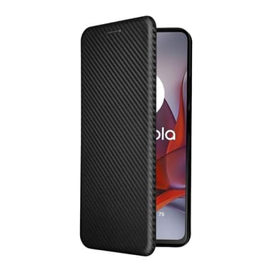 SKALO Motorola Moto G75 5G Carbon Fiber Plånboksfodral - Svart