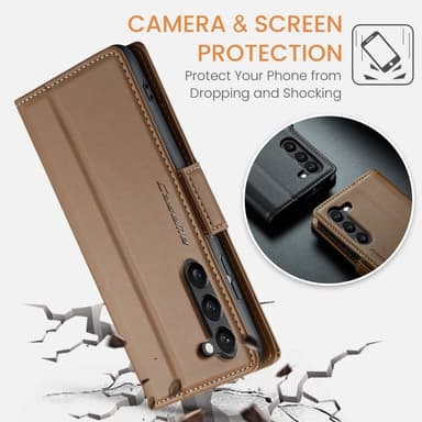 CaseMe Samsung S25 023 Series PU-Läder Plånboksfodral - Brun