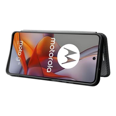 SKALO Motorola Moto G75 5G Carbon Fiber Plånboksfodral - Svart