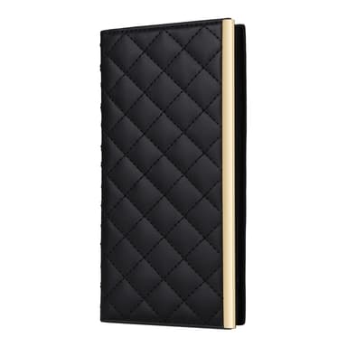 SKALO Samsung S25 Ultra Guldkant Quiltat Axelrem Plånboksfodral - Svart