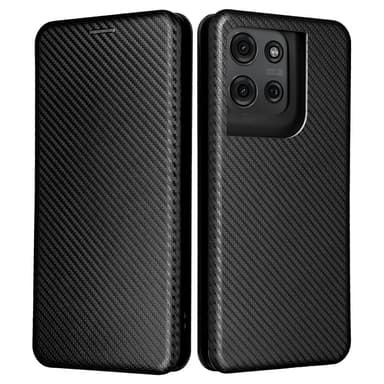 SKALO Motorola Moto G75 5G Carbon Fiber Plånboksfodral - Svart