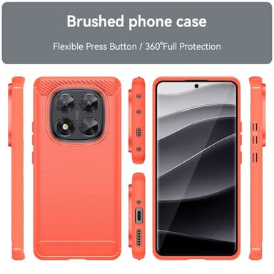 SKALO Xiaomi Redmi Note 14 Pro 5G Armor Carbon Skal - Röd