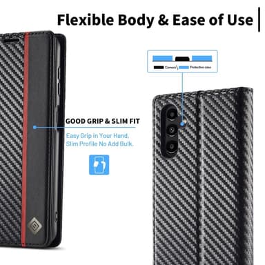 SKALO Samsung S25+ LC.IMEEKE Carbon Fiber Plånboksfodral - Svart