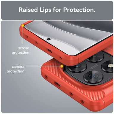 SKALO Xiaomi Redmi Note 14 Pro 5G Armor Carbon Skal - Röd