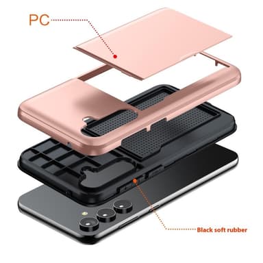 SKALO Samsung S25 Armor Korthållare Skal - Svart