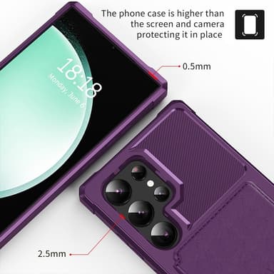 SKALO Samsung S25 Ultra Stötåligt Skal med Plånbok - Lila