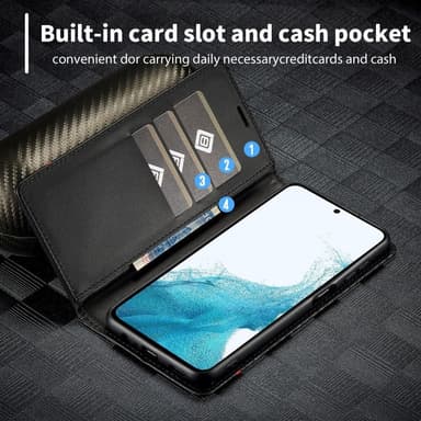SKALO Samsung S25+ LC.IMEEKE Carbon Fiber Plånboksfodral - Svart
