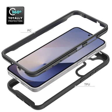 SKALO Samsung S25 Shockproof Clear Hybrid Skal - Svart