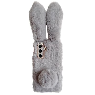 SKALO Samsung S25 3D Fluffy Bunny Skal - Grå