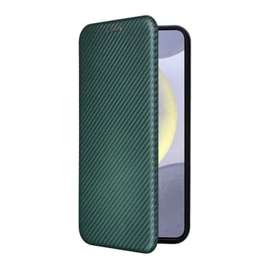 SKALO Samsung S25 Carbon Fiber Plånboksfodral - Grön