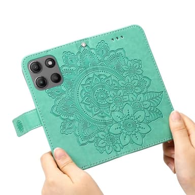 SKALO Motorola Moto G15 4G Mandala Plånboksfodral - Turkos