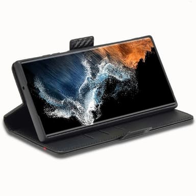 SKALO Samsung S25 Ultra LC.IMEEKE Carbon Fiber Plånboksfodral - Svart
