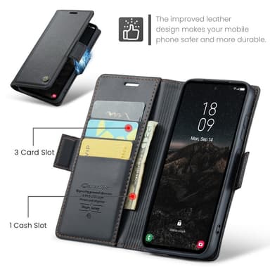 CaseMe Samsung S25 023 Series PU-Läder Plånboksfodral - Svart