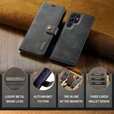 DG MING Samsung S25 Ultra 2-i-1 Magnet Plånboksfodral - Grå