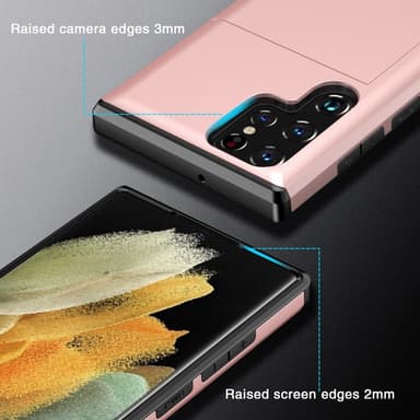 SKALO Samsung S25 Ultra Armor Korthållare Skal - Roséguld