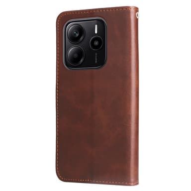 SKALO Xiaomi Redmi Note 14 4G Klassisk Dragkedja Plånboksfodral - Brun