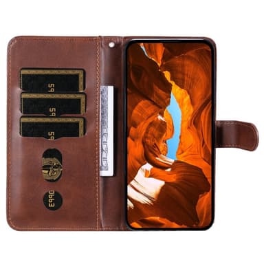 SKALO Xiaomi Redmi Note 14 4G Klassisk Dragkedja Plånboksfodral - Brun