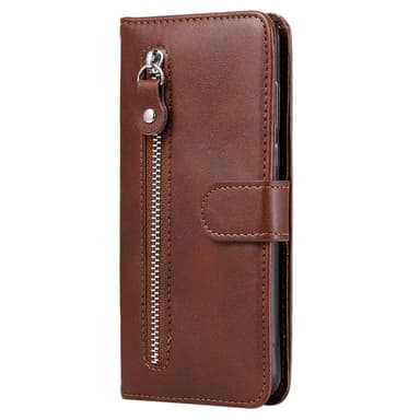 SKALO Xiaomi Redmi Note 14 4G Klassisk Dragkedja Plånboksfodral - Brun