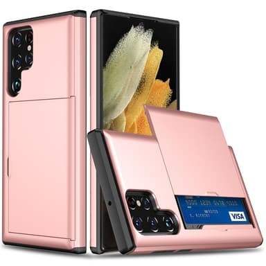 SKALO Samsung S25 Ultra Armor Korthållare Skal - Roséguld