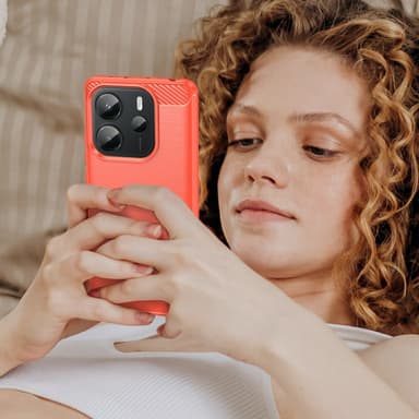 SKALO Xiaomi Redmi Note 14 4G Armor Carbon Skal - Röd