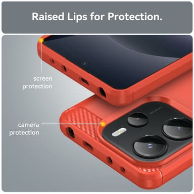 SKALO Xiaomi Redmi Note 14 4G Armor Carbon Skal - Röd
