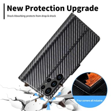SKALO Samsung S25 Ultra LC.IMEEKE Carbon Fiber Plånboksfodral - Svart