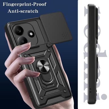 SKALO Xiaomi Redmi Note 14 5G Armor Metallring Kameraslider Skal - Blå