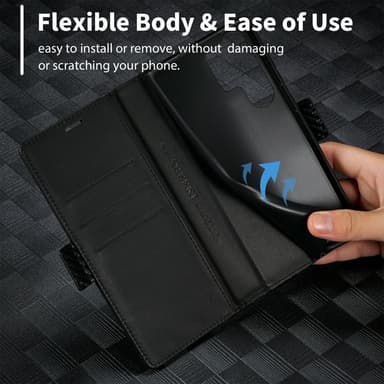 SKALO Samsung S25 Ultra LC.IMEEKE Carbon Fiber Plånboksfodral - Svart