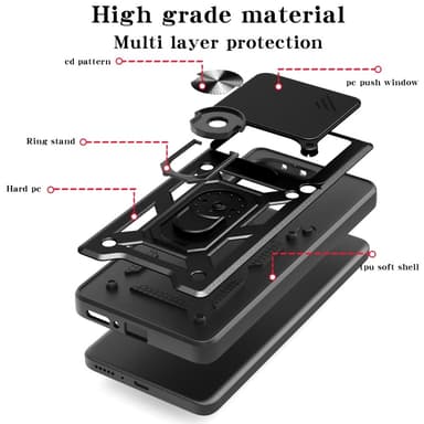 SKALO Xiaomi Redmi Note 14 5G Armor Metallring Kameraslider Skal - Blå