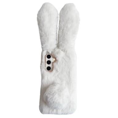SKALO Samsung S25 3D Fluffy Bunny Skal - Vit