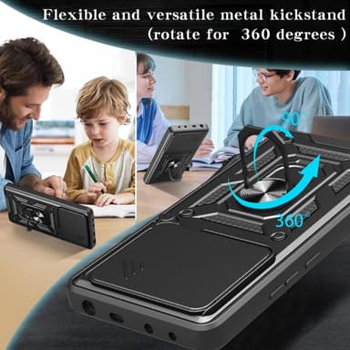 SKALO Xiaomi Redmi Note 14 5G Armor Metallring Kameraslider Skal - Svart