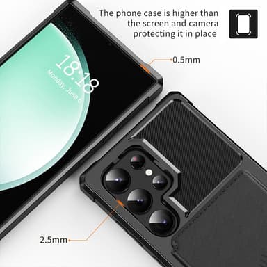 SKALO Samsung S25 Ultra Stötåligt Skal med Plånbok - Svart