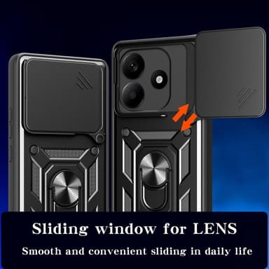 SKALO Xiaomi Redmi Note 14 5G Armor Metallring Kameraslider Skal - Svart