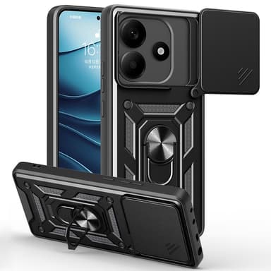 SKALO Xiaomi Redmi Note 14 5G Armor Metallring Kameraslider Skal - Svart