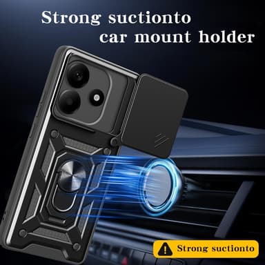 SKALO Xiaomi Redmi Note 14 5G Armor Metallring Kameraslider Skal - Svart