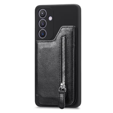 SKALO Samsung S25 PU-Läder Dragkedja Korthållare Skal - Svart