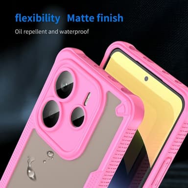 SKALO Xiaomi Redmi Note 14 5G Armor Hybrid Frosted Skal - Rosa