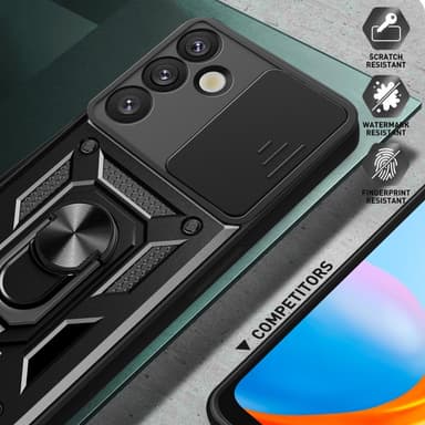 SKALO Samsung S25 Armor Metallring Kameraslider Skal - Röd
