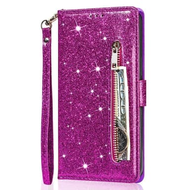 SKALO Samsung S25+ Glitter Dragkedja Plånboksfodral - Lila