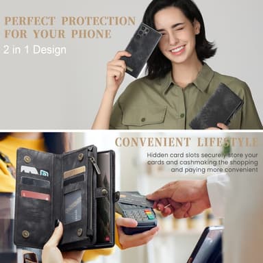 CaseMe Samsung S25 Ultra 008 BIg Wallet 2in1 Magnet Plånboksfodral - Svart