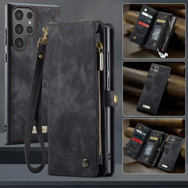 CaseMe Samsung S25 Ultra 008 BIg Wallet 2in1 Magnet Plånboksfodral - Svart